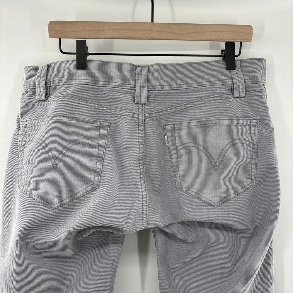 Levis 504 Slouch Straight Corduroy Pants Grey Womens Sz 35x31 Mid Rise Trousers‎